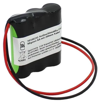 Produktbild von Notleuchtenakku NiMH 3,6V 1800mAh F1x3 Mignon AA mit 200mm Kabel