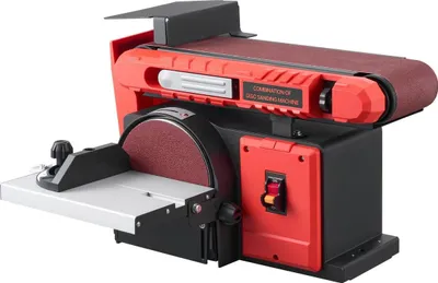 Immagine prodotto di Levigatrice a disco da 152,4 mm e levigatrice a nastro da 101,6 mm x 914,4 mm, combinazione di levigatrici professionali a nastro e disco da 400 W con piano di lavoro regolabile da 0 a 45°, porta di raccolta della polvere per la lavorazione del legno e il fai da te.