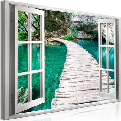 Produktbild von Modernes Wandbild Fensterblick 120x80 - 1 Teile Bilder Fotografie auf Vlies Leinwand Foto Bild Dekoration Wand Bilder Kunstdruck Landschaft Natur c-C-0374-b-a