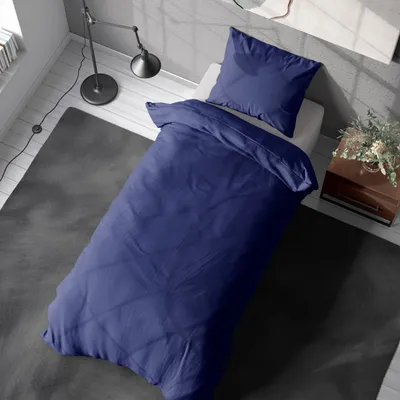Produktbild von Soma Renforcé Bettwäsche 135 x 200 cm Bettbezug 135 cm x 200 cm  Kopfkissenbezug 80 x 80 cm uni navy