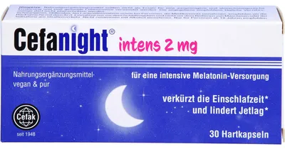 Produktbild von Cefanight intens 2 mg Tabletten verkürzt die Einschlafzeit und lindert Jetlag, 30 St. Tabletten