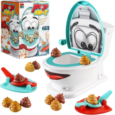 Productafbeelding van Poo Shoot toiletspeelgoed met 12 poepen - 2 launchers - 1 sticker - Grappig creatief familiespel grap prank nieuwigheid