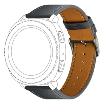 Produktbild von topp Leder Armband für Samsung Galaxy Watch Sport schwarz, Farbe:Grau