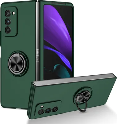 Produktbild von Samsung Z Fold2 Hülle, Dünn Hart PC Schutzhülle mit Ringhalter Ständer für Samsung Galaxy Z Fold 2 5G Grün