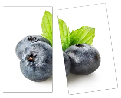 Produktbild von Spritzschutz Herdabdeckplatte Schneidebrett aus Glas Heidelbeeren und Blätter 2-Teilig (60x52cm)
