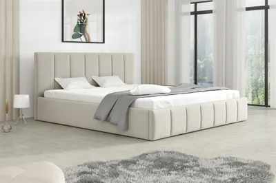Produktbild von Polsterbett Doppelbett DETROIT 180x200cm Stoff Magic Velvet Hellbeige