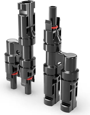 Produktbild von deleyCON PV4 Solar 2-Fach Y Stecker Paar 1500V Männlich/Weiblich T-Typ IP67 Wasserdicht (Solar Photovoltaik Steckverbinder) Verteiler, Splitter, PV Kupplung, Solarstecker, Solarpanel