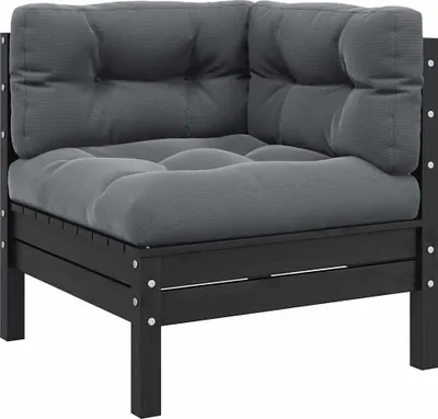 Zdjęcie produktu dla vidaXL 2-osobowa sofa ogrodowa z poduszkami czarna lite drewno sosnowe