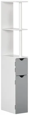 Imagen del producto de Mueble de Baño con Puertas y Estantes Abiertos Armario de Baño Estilo Moderno 15,2x29,8x118 cm Gris