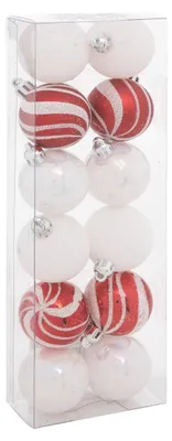 Produktbild von Rote weiße Weihnachtskugel