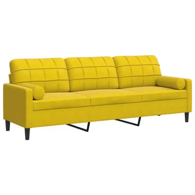 Productafbeelding van 3-zitsbank met sierkussens 210 cm fluweel geel