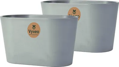 Immagine prodotto di Vyveo - Vaso da fiori Varda - Set da 2 - Grigio scuro - 22x12x13