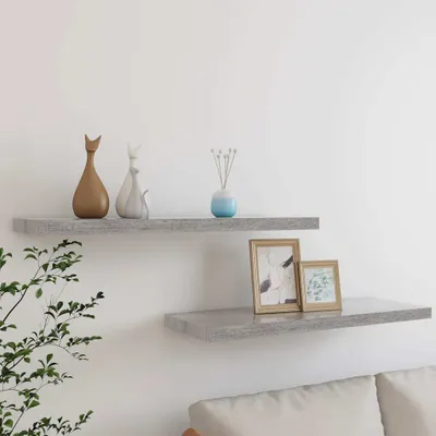 Produktbild von "im Angebot" Schweberegale 2 Stk. Betongrau 80x23,5x3,8 cm MDF - Wandregale CC10325