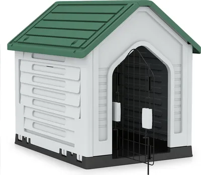 Image de Niche pour chien en plastique avec porte verrouillable et ventilation