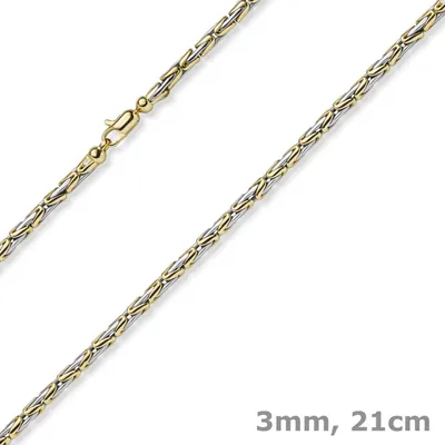 Produktbild von 3mm Armband Armkette runde Königskette 585 Gold gelb/weiß bicolor 21cm Uni