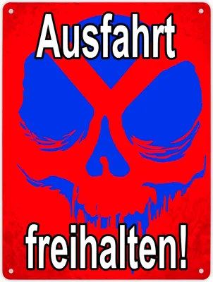 Produktbild von Metallschild XL in 21x28 cm Ausfahrt freihalten! - mit Totenkopf Halteverbot