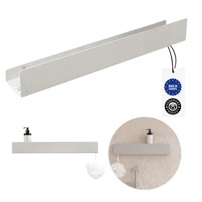 Obrázek produktu pro Sprchová polička 60 cm, šedá, kovová, nástěnná, koupelnová, nerezová, s práškovým nástřikem, stabilní, moderní