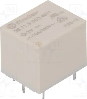 Obrázok produktu pre 1x Relé: elektromagnetické, 10A/250VAC, cievka: 3VDC, 15A, kód: 36.11.9.003.4011, elektrické