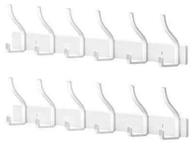 Produktbild von Weißer Edelstahl-Kleiderhaken mit 6 Haken für Wandmontage