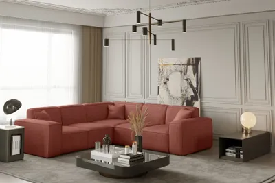 Produktbild von Ecksofa Designersofa CELES in Stoff Scala Koralle Seite Universal
