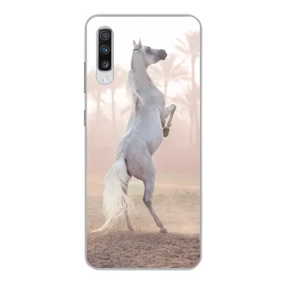 Produktbild von MuchoWow® Handyhülle Schutzhülle Hülle für Samsung Galaxy A70 Pferd - Sand - Palme Silikon Softcase Handy Hülle - Schutzhaube