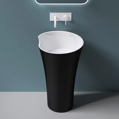 Produktbild von Mai & Mai Design Standwaschbecken freistehend in schwarz und weiß, aus Mineralguss, Waschtisch, BTH: 51x51x88cm Col30