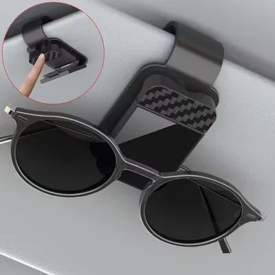 Produktbild von GKA Auto Brillenhalter für Sonnenblende mit Klickverschluss Carbon Optik schwarz Halter für Brille Sonnenbrille Lesebrille