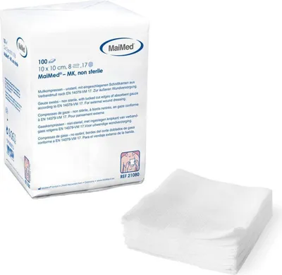 Produktbild von MaiMed Mullkompressen | unsteril | 8-fach | 10 x 20 cm | 500 Kompressen