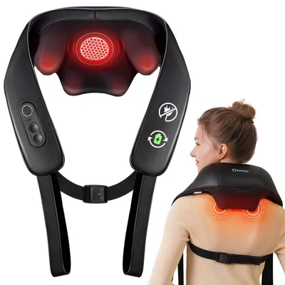 Image de Appareil de massage cervical sans fil - Shiatsu 4D - Chaleur au graphène - 2500 mAh