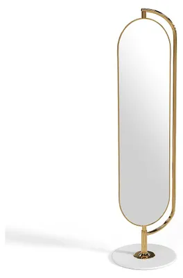 Produktbild von Standspiegel mit Ablage & Haken - B. 45 x H. 172 cm - Golden - TOMONO