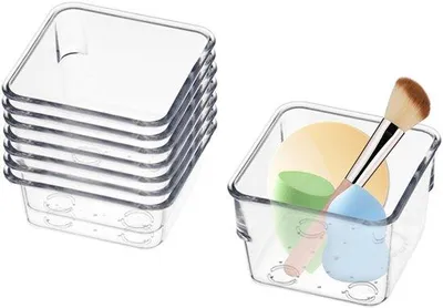 Immagine prodotto di Contenitore trasparente da 8 scomparti 7,5 x 7,5 x 5,4 cm Organizer in plastica trasparente per toeletta, cucina, ufficio