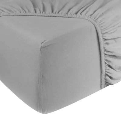 Produktbild von DoubleDry Spannbettlaken Jersey 180x200cm - 100% Baumwolle - Spannbetttuch - 28cm Steg - Hell Grau