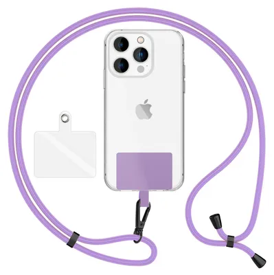 Zdjęcie produktu dla HoldMe Air Edition - Uniwersalna smycz z 2 podkładkami i karabińczykiem (czarny matowy) - Pasek do telefonu komórkowego 160 cm - Fioletowy