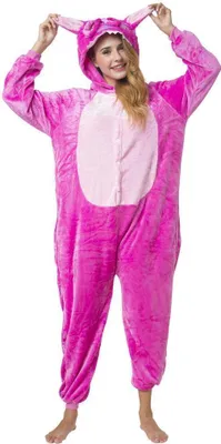 Produktbild von Katara 1744 -  Stitch Engel rosa S (145-155cm), Jumpsuit, Onesie, Karneval, Overall, Party, Karnevals-Kostüm, Verkleidung zum Fasching, Schlafanzug, Hausanzug, Jogginganzug, Cosplay, Tierkostüm für Erwachsene