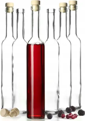 Obrázok produktu pre Sklenené fľaše – na tinktúry a likéry – sada 6 ks – 500 ml (0,5 l) – korkové zátky – priemer hrdla 19 mm