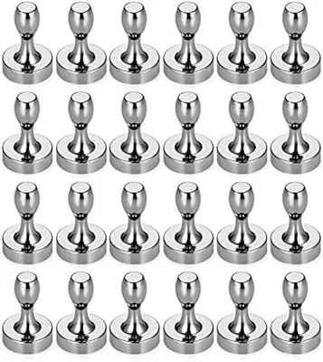 Produktbild von PolkaHome® Starke Kegelmagnete Set mit 24 Stück – Mini Magnet-Pinnadeln für Whiteboard, Pinnwand und Kühlschrank – Silber