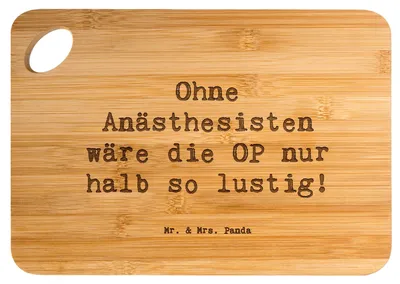 Produktbild von Mr. & Mrs. Panda Brett Spruch Anästhesist Humor - Transparent - Geschenk, Frühstücksbrettchen, Narkosearzt, Holzbrett, Berufsleben, Geschenke mit Herz, Berufsprodukte