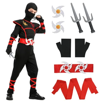 Produktbild von Ninja Kostüm M, für Kinder, Halloween Verkleidung, mit Zubehör