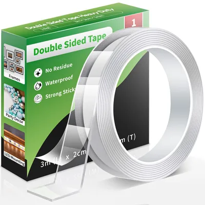 Produktbild von Doppelseitiges Klebeband Doppelseitige Montageband - 3 m x 2,0 cm x 1 mm - Transparent - Wiederverwendbar - Waschbar