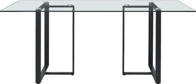 Produktbild von Esstisch für 6 Personen - Sicherheitsglas & Edelstahl - Transparent & Schwarz - NILESA II von Pascal Morabito