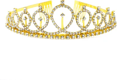 Produktbild von Oblique Unique Krone mit Diamanten Glitzer Steinen Diadem Tiara Mädchen Damen JGA Hochzeit Geburtstag Party gold