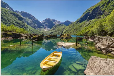 Produktbild von ARTland Wandbild Alu für Innen & Outdoor Gletschersee Bondhusvatnet in Norwegen Größe: 60x40 cm
