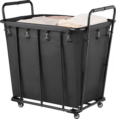 Immagine prodotto di Carrello portabiancheria - Carrello smistamento biancheria - Raccoglitore di biancheria - Volume 300 L - Capacità di carico 117,9 kg - Ruote piroettanti - Sacco portabiancheria impermeabile