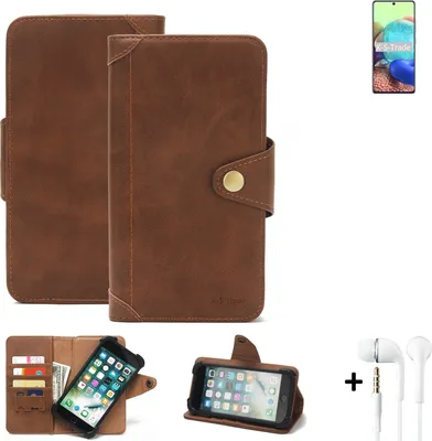 Produktbild von K-S-Trade Handyhülle Schutzhülle kompatibel mit Samsung Galaxy A71 5G  Walletcase Bookstyle Schutz Case Hülle Wallet Flipcase Cover PolyurethanBraun inkl.