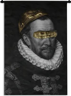 Produktbild von MuchoWow® Wandteppich Wandbehang Wilhelm von Oranien - Adriaen Thomasz - Schwarz - Weiß 120x180 cm Tapisserie Dekoration Wandtuch - Schlafzimmer - Dekorationen für das Haus