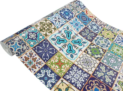 Produktbild von Klebefolie Möbel 45x490 cm - Türkische Mosaik - Möbelfolie selbstklebend im Deko-Stil - Folie für Möbel zur einfachen Renovierung von Türen, Tischen und Regalen - Klebefolie dekorativ und abwaschbar