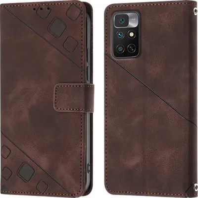 Produktbild von Hülle für Xiaomi Redmi 10 Prägung Flip Leder Brieftasche Schutzhülle mit Ständer Braun