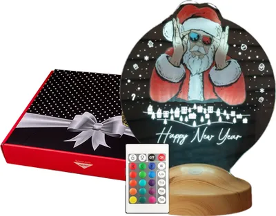 Produktbild von GESCHENKELAMPE LED Nachttischlampe Santa Klaus Weihnachtsmann mehrfarbige 3D Nachtlicht