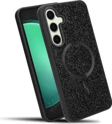Immagine prodotto di Cadorabo custodia per Samsung Galaxy S24 FE custodia glitter compatibile con MagSafe in NERO custodia magnetica per cellulare Sparkle Diamond per Samsung Galaxy S24 FE custodia protettiva in cristallo antiurto con forza magnetica
