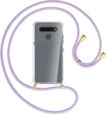 Produktbild von Handykette Backcover-Schutzhülle mit Band (Metall goldfarben) für LG K41S LM-K410 - violett